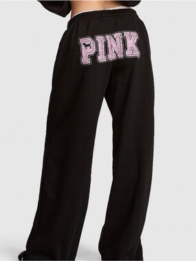 VS PINK Campus Fleece Wide- Leg Split hem sweatpants
